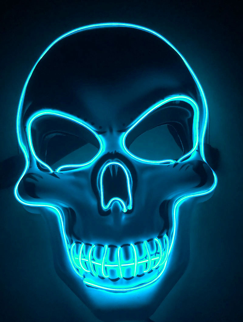 Halloween Skeleton Mask LED Glow Scary Mask