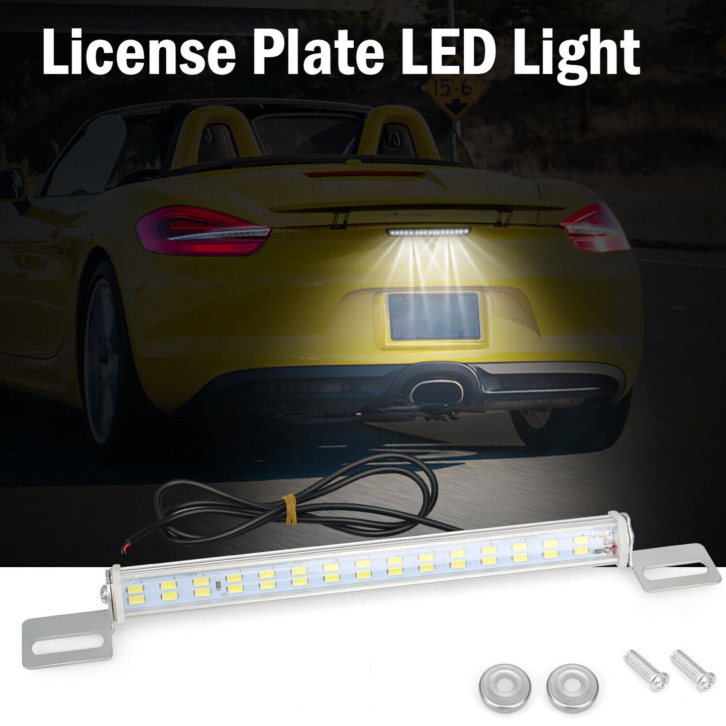 Universal License Plate LED Lamp Back Light Bar For Car SUV Truck RV 6000K White