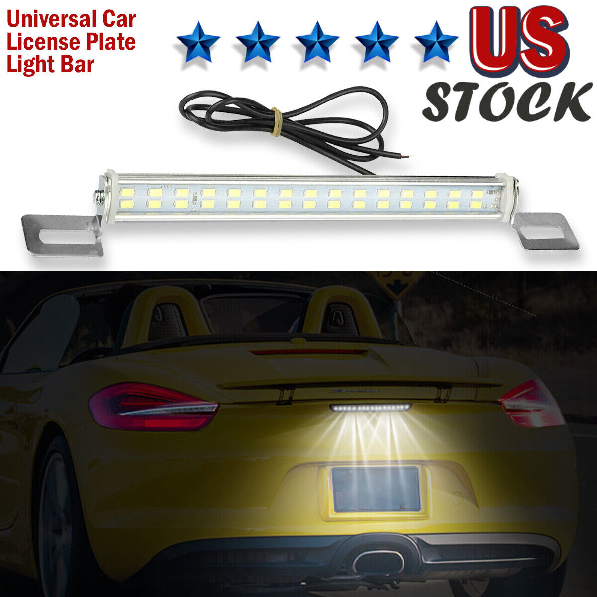 Universal License Plate LED Lamp Back Light Bar For Car SUV Truck RV 6000K White