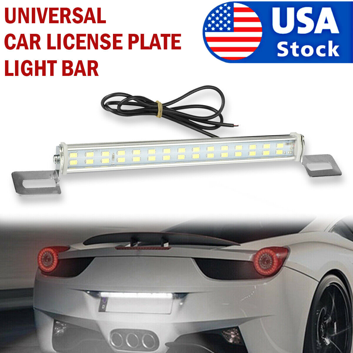 Universal License Plate LED Lamp Back Light Bar For Car SUV Truck RV 6000K White