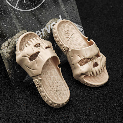 Personalized Skull Design Halloween Slippers Bathroom Indoor Outdoor Funny Slides Beach Shoes